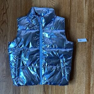 Girls Old Navy Metallic Blue Water-Resistant Vest, Size Large NWT